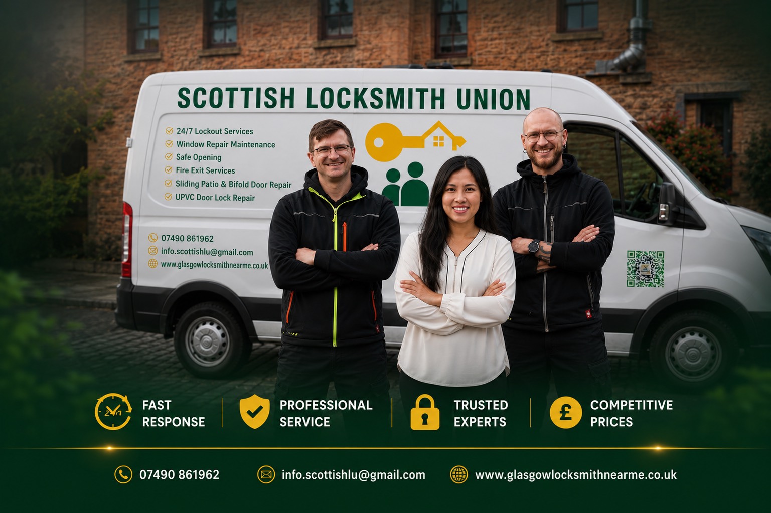 Scottish Locksmith Union van and team